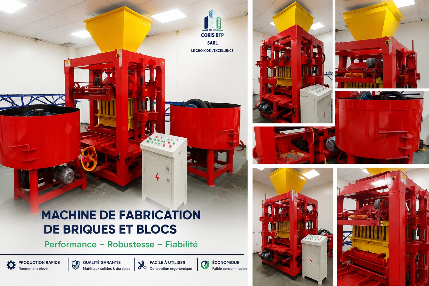 Fiche technique de la machine de fabrication de briques et blocs CORIS BTP